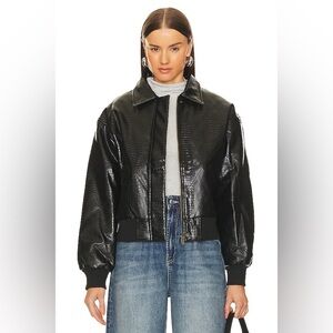 Revolve Superdown Black x bridget katrina oversized jacket SZ Large Faux Leather